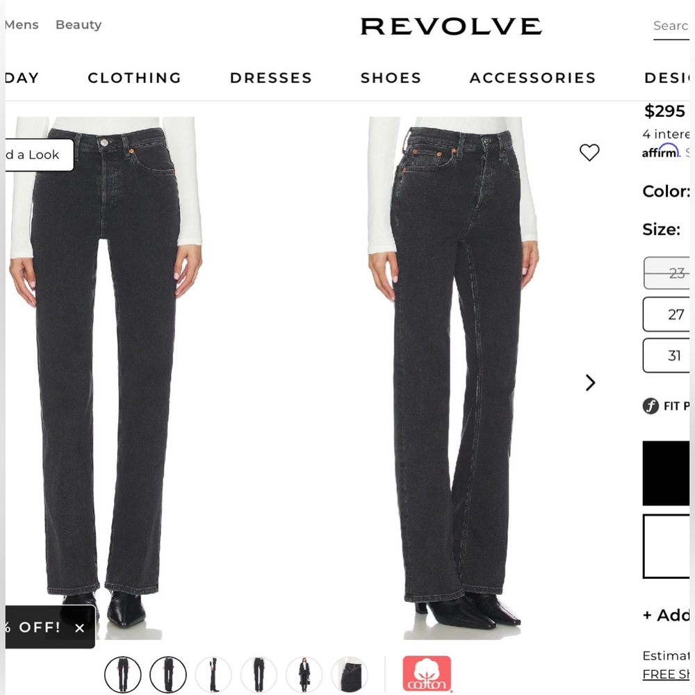 RE/DONE 70s Bootcut Jeans – Black / Back to Black – Size 29